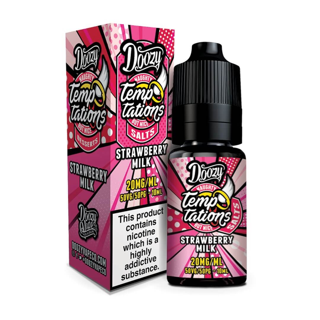 Doozy Vape Co Temptations Salts Strawberry Milk 20mg Nicotine Salt E-Liquid