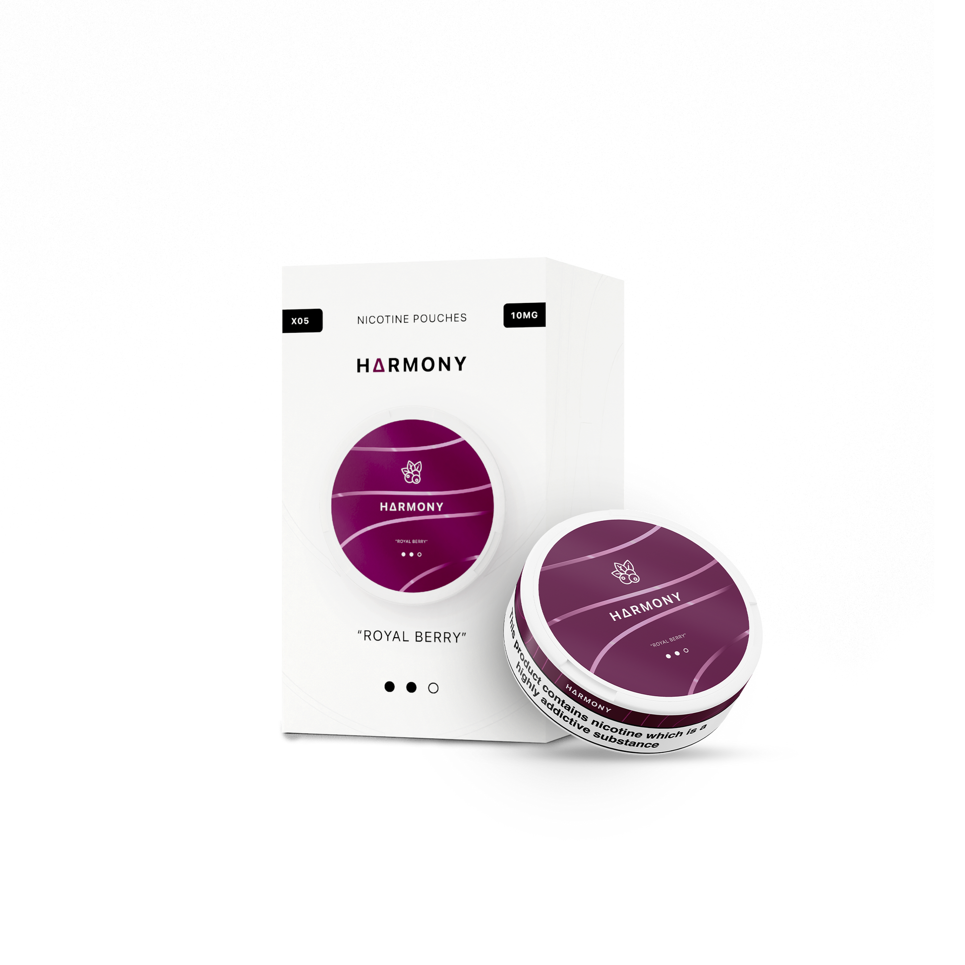 Royal Berry Harmony 10mg Nicotine Pouches with box