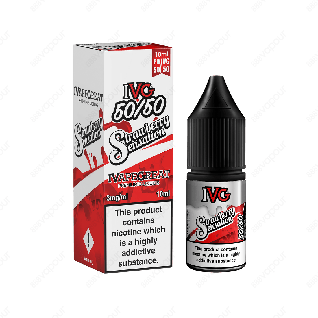 IVG Strawberry Sensation 50/50 3mg Nicotine Salt E-Liquid