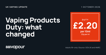 Vaping Products Duty: what changed on 1 October 2026, with a £2.20 per 10ml duty stamp