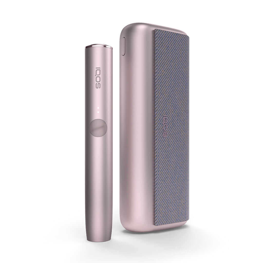 IQOS Iluma Prime UK. Showcasing the Pink colour variation of the IQOS Iluma Prime. IQOS Iluma Prime on white background with shadow included. All colours of the IQOS Iluma Prime at 888 Vapour available from £108.99 with 60 free terea sticks. 3 Packs of TE