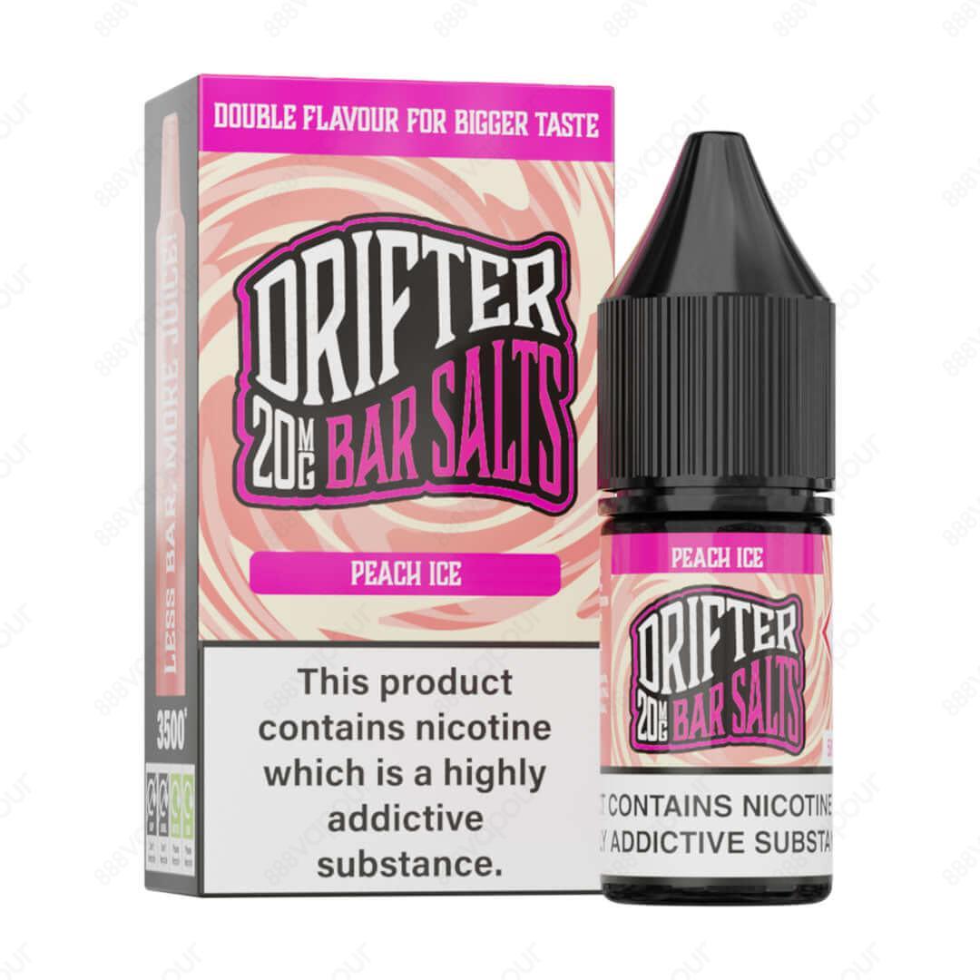 Drifter Bar Salts - Peach Ice | £3.49 | 888 Vapour | Drifter Bar Salts Peach Ice provides an intense Peach flavour coupled with five times the volume of a typical disposable device giving you 3500 puffs per bottle. Available in 10mg and 20mg concentration