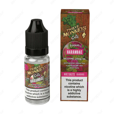 888 Vapour | 12 Monkeys Harambae Salt E-Liquid | £4.99 | 888 Vapour | 12 Monkeys Harambae infuses juicy grapefruit, fresh guava and zesty lemon and lime. Salt nicotine is made from the same nicotine found within the tobacco plant leaf but requires a diffe