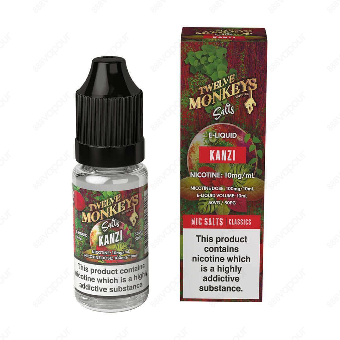 12 Monkeys Kanzi Salt E-Liquid | £4.99 | 888 Vapour | 12 Monkeys Kanzi is a fruity blast of fresh kiwi, ripe strawberry and juicy watermelon, finished with a candy hit.Salt nicotine is made from the same nicotine found within the tobacco plant leaf but re