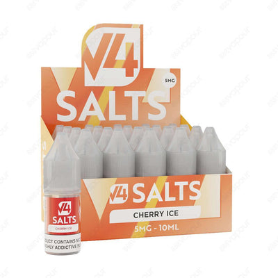 888 Vapour | V4 Vapour | Cherry Ice Nicotine Salt | £2.50 | 888 Vapour | V4 Vapour Salt Cherry Ice 10ml nicotine salt e-liquid is the ultimate Cherry Ice flavoured e-liquid. Perfect for use in starter kits, pod systems and MTL tanks due to the 50VG/50PG r