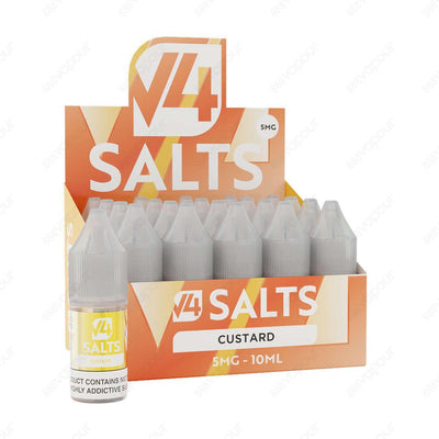 888 Vapour | V4 Vapour | Custard Nicotine Salt | £2.50 | 888 Vapour | V4 Vapour Salt Custard 10ml nicotine salt e-liquid is the ultimate Custard flavoured e-liquid. Perfect for use in starter kits, pod systems and MTL tanks due to the 50VG/50PG ratio. Wit