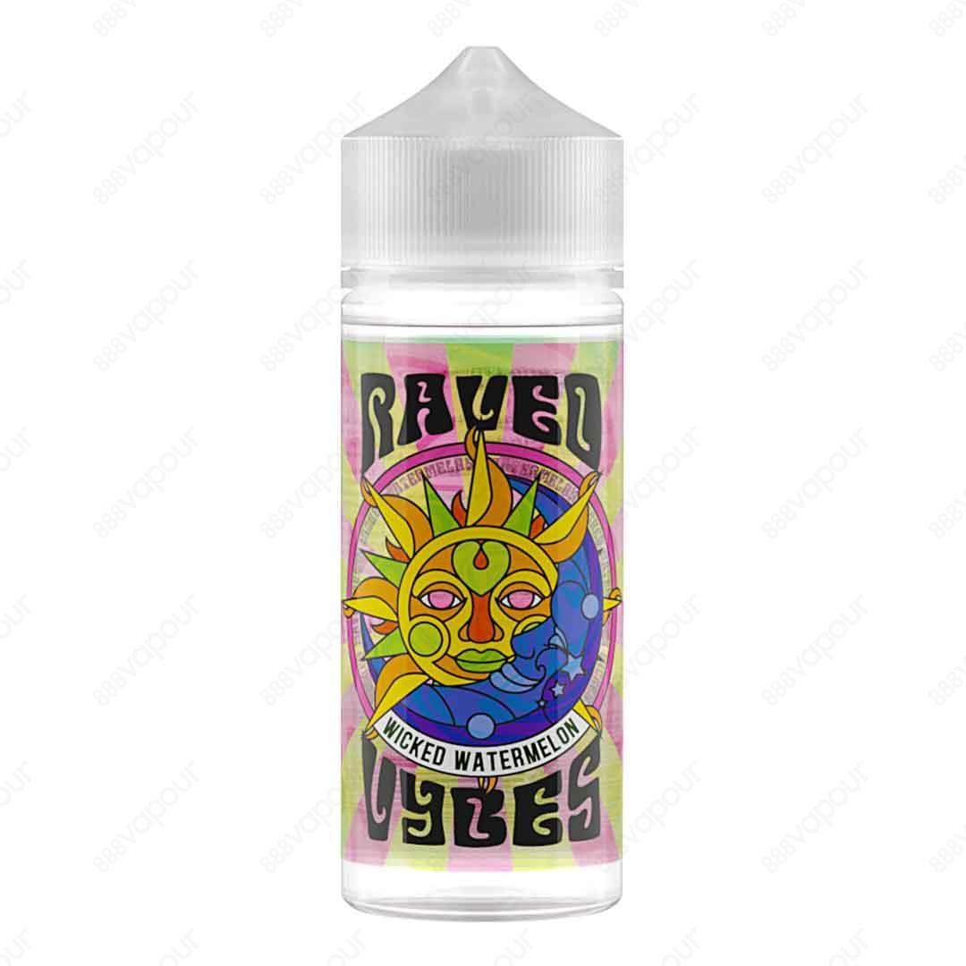 Vybes Raved Wicked Watermelon E-Liquid | £14.99 | 888 Vapour | Vybes Raved Wicked Watermelon e-liquid is fresh, juicy watermelon for a super refreshing vape! Wicked Watermelon by Vybes is available in a 0mg 100ml shortfill, with space to add two 10ml 18mg