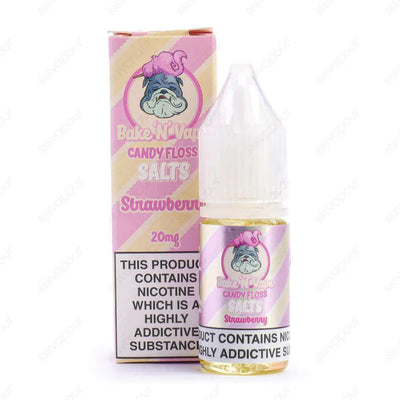 Bake 'N' Vape Strawberry Candy Floss Salt E-Liquid | £3.99 | 888 Vapour | Bake 'N' Vape Strawberry Candy Floss nicotine salt e-liquid is a blend of strawberries and candy floss. Salt nicotine is made from the same nicotine found within the tobacco plant l