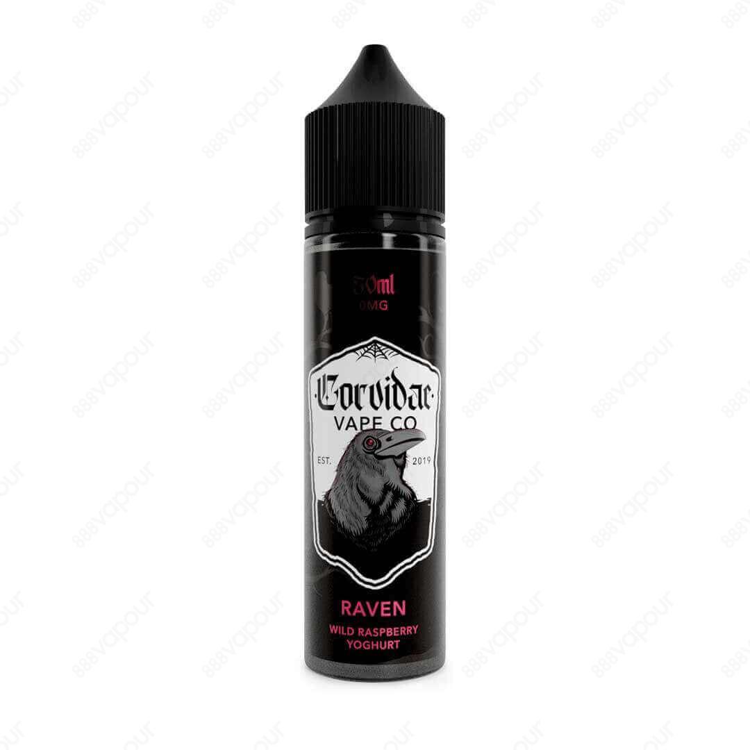 Corvidae Vape Co Raven E-Liquid | £4.00 | 888 Vapour | Corvidae Vape Co Raven e-liquid is a delicious mix of fresh wild raspberries and yoghurt. Raven by Corvidae Vape Co is available in a 0mg 50ml shortfill, with space for one 10ml 18mg nicotine shot to