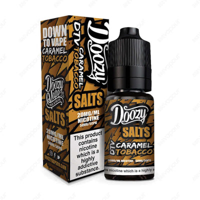 Doozy Salts Caramel Tobacco Salt E-Liquid | £3.95 | 888 Vapour | Doozy Salts Caramel Tobacco is a rich infusion of warm tobacco and rich caramel, a perfect all-day flavour!Salt nicotine is made from the same nicotine found within the tobacco plant leaf bu