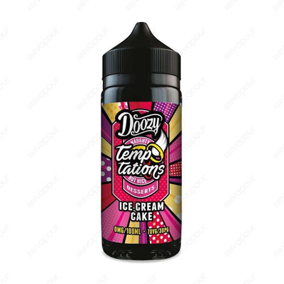 Doozy Temptations Ice Cream Cake Shortfill E-liquid | £11.99 | 888 Vapour | Doozy Vape Co Temptations Ice Cream Cake infuses sweet, spongy cake with smooth vanilla ice cream.Temptations Ice Cream Cake is available in a 0mg 100ml shortfill, with space for
