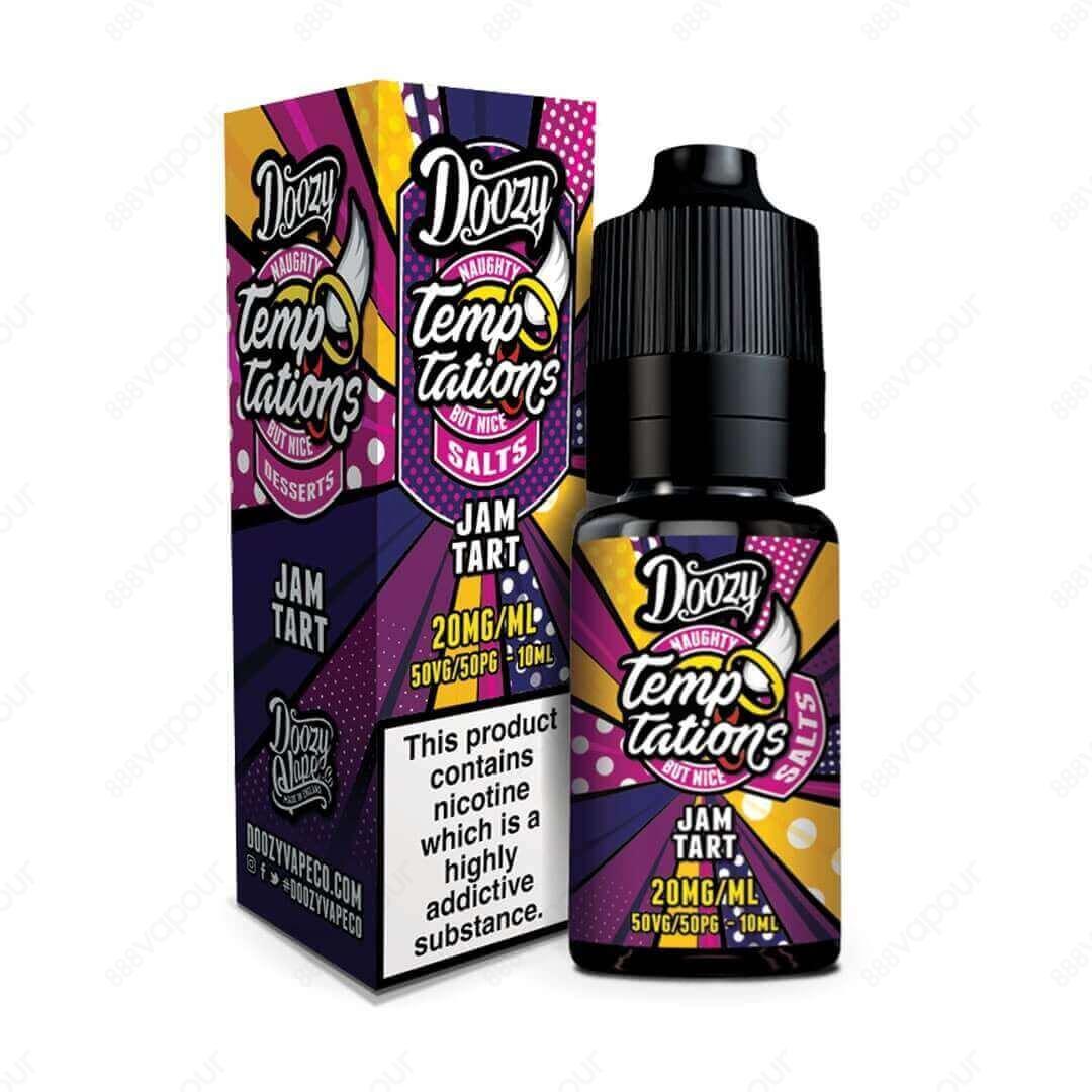 Doozy Temptations Jam Tart Salt E-Liquid | £3.95 | 888 Vapour | Doozy Vape Co Temptations Jam Tart is a sweet pastry topped with thick blueberry jam. Salt nicotine is made from the same nicotine found within the tobacco plant leaf but requires a different