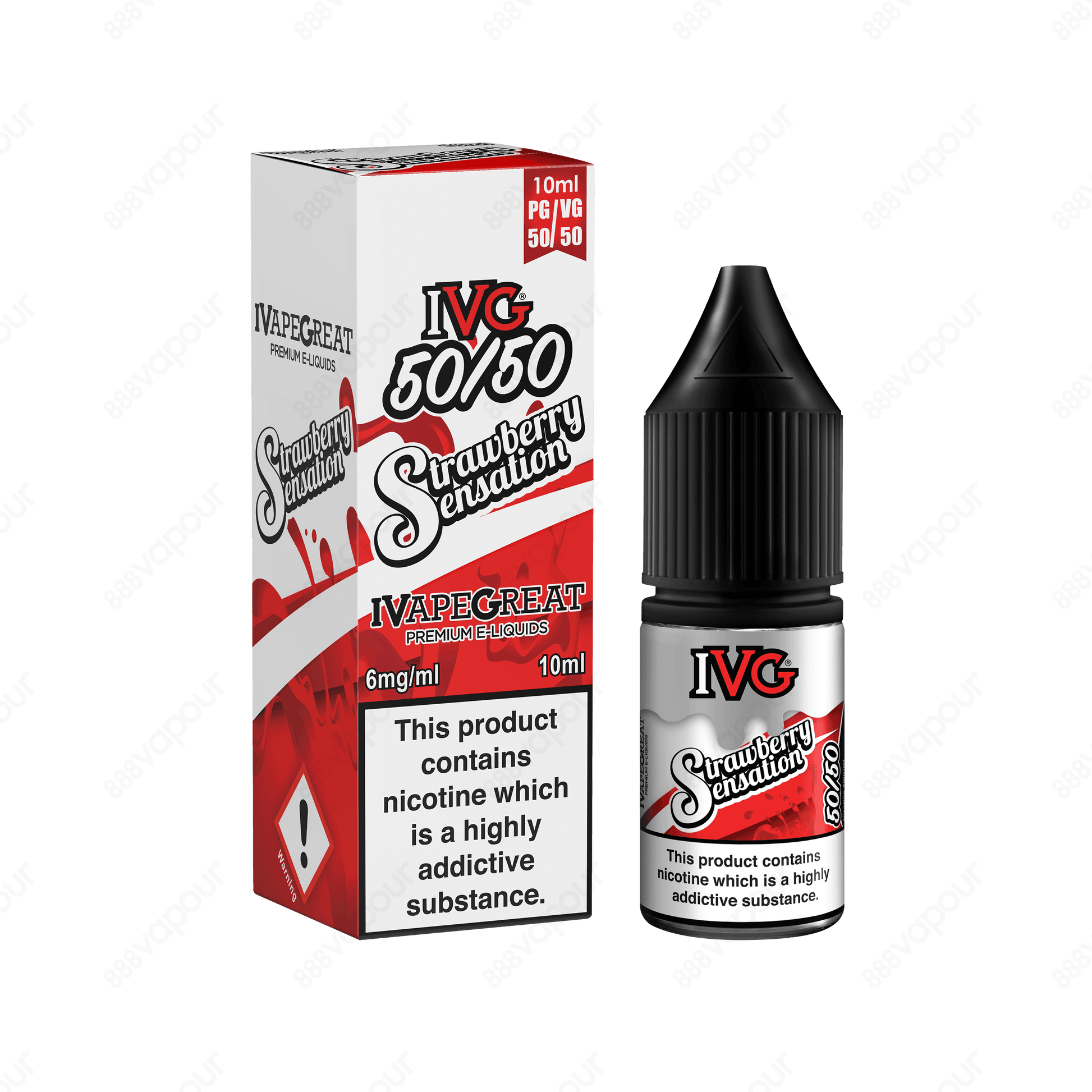 IVG Strawberry Sensation 50/50 E-Liquid | £3.49 | 888 Vapour | I VG Strawberry Sensation e-liquid is a delicious mix of fresh strawberries and sweet candy with a cool touch. Strawberry Sensation by I VG is available in a 10ml bottle in 3mg, 6mg, 12mg and