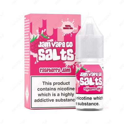 Jam Vape Co Raspberry Jam Salt E-Liquid | £2.50 | 888 Vapour | The Jam Vape Co Raspberry Jam nicotine salt e-liquid by Juice Sauz is a traditional raspberry jam flavour. Salt nicotine is made from the same nicotine found within the tobacco plant leaf but