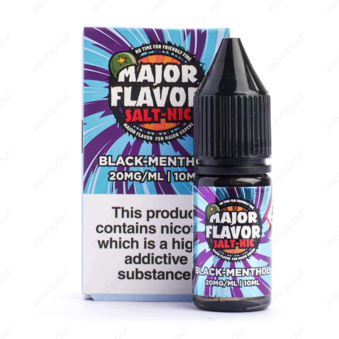 Major Flavor Black Menthol Salt E-Liquid | £3.49 | 888 Vapour | Black Menthol Nicotine Salt E-Liquid pairs dark, ripe blackcurrants with a smooth icy menthol for a perfect all day flavour! Salt nicotine is made from the same nicotine found within the toba