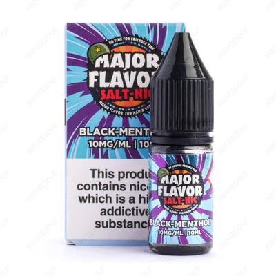 Major Flavor Black Menthol Salt E-Liquid | £3.49 | 888 Vapour | Black Menthol Nicotine Salt E-Liquid pairs dark, ripe blackcurrants with a smooth icy menthol for a perfect all day flavour! Salt nicotine is made from the same nicotine found within the toba