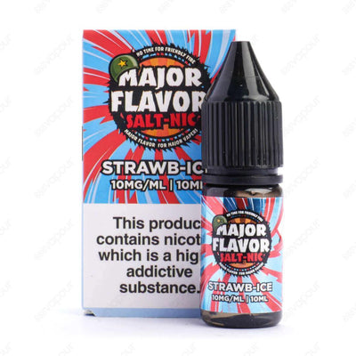 Major Flavor Strawb-Ice Salt E-Liquid | £3.49 | 888 Vapour | Strawb-Ice Nicotine Salt E-Liquid is an amazing strawberry and ice blend, with a fruity inhale and a smooth, cool exhale. Salt nicotine is made from the same nicotine found within the tobacco pl