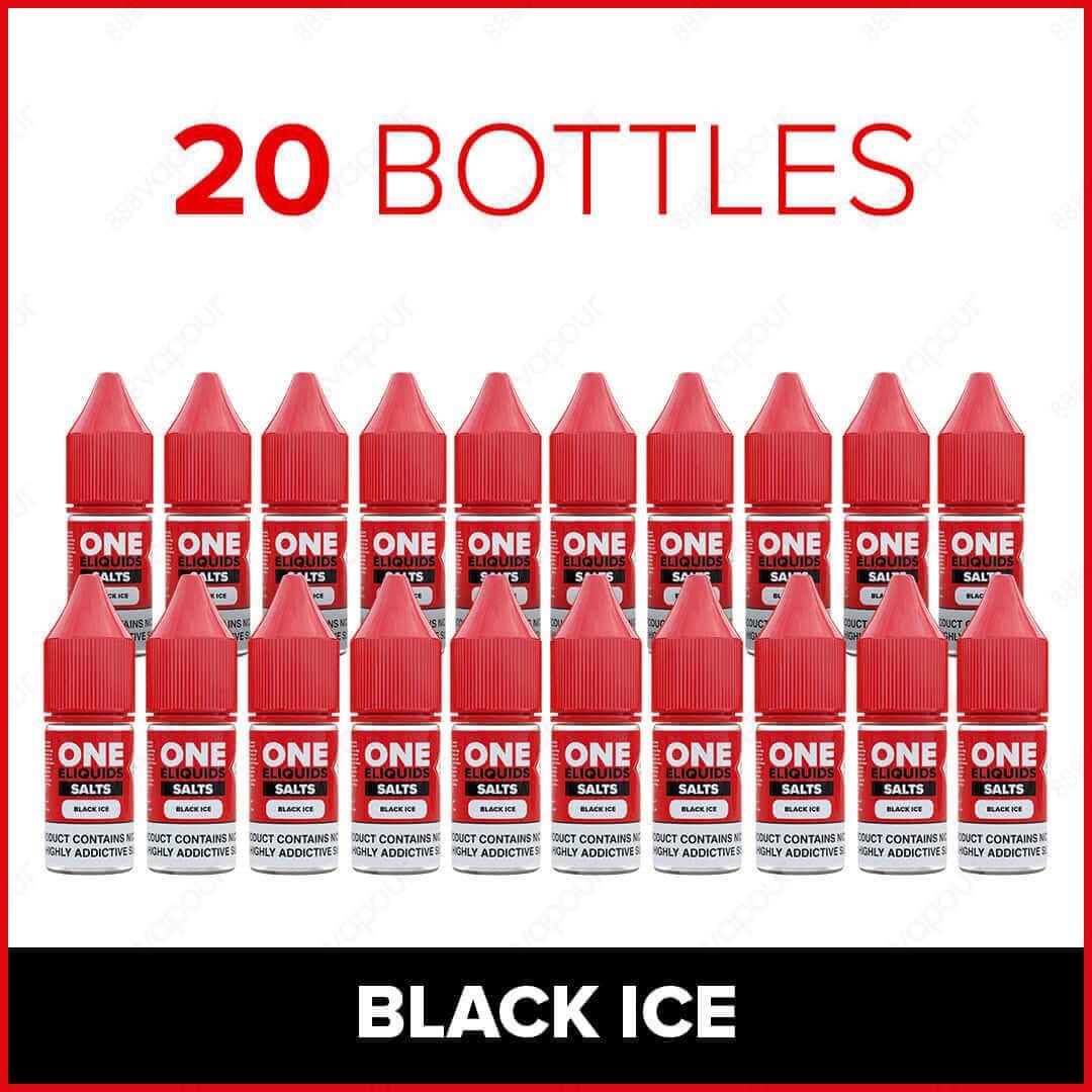 One ELiquids Black Ice Salt E-Liquid | £15.00 | 888 Vapour | One Eliquids Black Ice is a nic salt 10ml delivering a super-smooth throat hit with a powerful punch of flavour. This refreshing blend of cool menthol and crushed ice is ideal for starter kits a