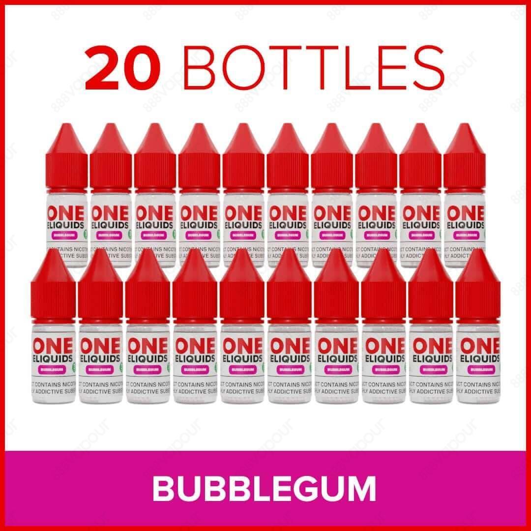 One ELiquids Bubblegum E-Liquid | £15.00 | 888 Vapour | One Eliquids Bubblegum is a delicious combination of bubbly strawberries with sweet notes of taffy and citrus! This classic blend is ideal for starter kits and pod systems thanks to its 50PG/50VG rat