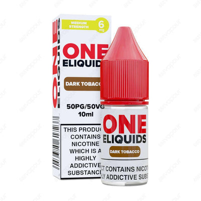 One ELiquids Dark Tobacco E-Liquid | £1.00 | 888 Vapour | One Eliquids Dark Tobacco is a rich 10ml that delivers an authentic cigarette-like flavour! This classic tobacco blend is ideal for starter kits and pod systems thanks to its 50PG/50VG ratio. Offer