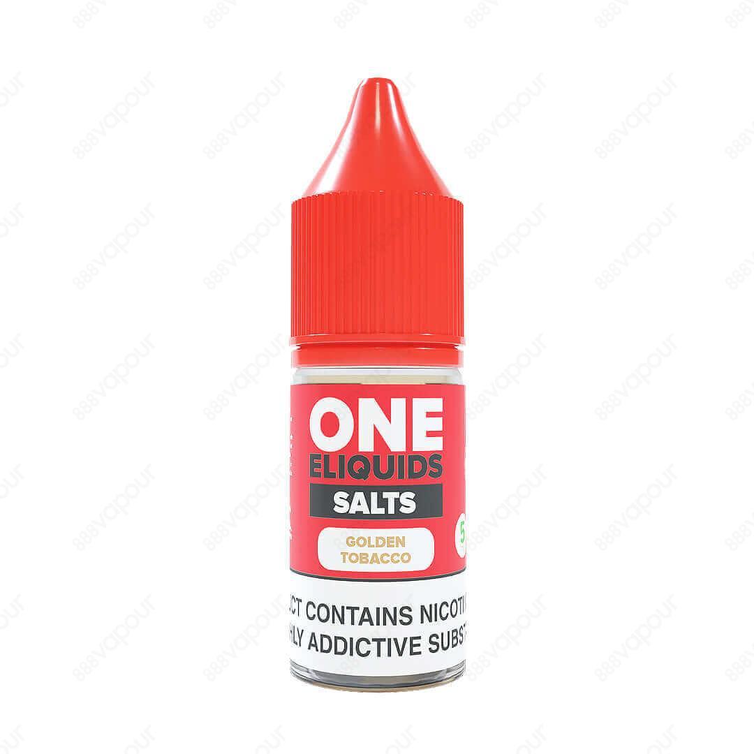 One ELiquids Golden Tobacco Salt E-Liquid | £1.00 | 888 Vapour | One Eliquids Golden Tobacco is a nic salt 10ml delivering a super-smooth throat hit with a powerful punch of flavour! This rich and nutty blend is ideal for starter kits and pod systems than