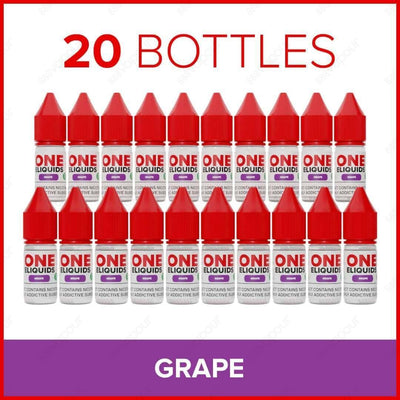 One ELiquids Grape E-Liquid | £15.00 | 888 Vapour | One Eliquids Grape is a delicious combination of sharp white grapes balanced with the sweet deep taste of red grapes. This classic sweet blend is ideal for starter kits and pod systems thanks to its 50PG