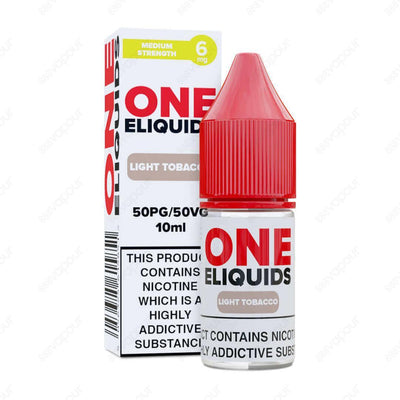 One ELiquids Light Tobacco E-Liquid | £1.00 | 888 Vapour | One Eliquids Light Tobacco is a distinctively earthy blend that delivers a robust and classic cigarette flavour! This classic tobacco blend is ideal for starter kits and pod systems thanks to its