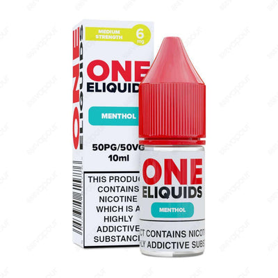 One ELiquids Menthol E-Liquid | £1.00 | 888 Vapour | One Eliquids Menthol serves up an authentic minty flavour with a chillingly cool throat hit! This refreshing blend is ideal for starter kits and pod systems thanks to its 50PG/50VG ratio. Offering unbea