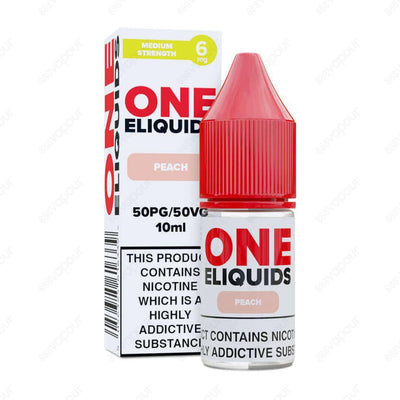 One ELiquids Peach E-Liquid | £1.00 | 888 Vapour | One Eliquids Peach is a beautifully light and floral vape juice topped off with a luxuriously sticky sweetness. This spring fruit blend is ideal for starter kits and pod systems thanks to its 50PG/50VG ra