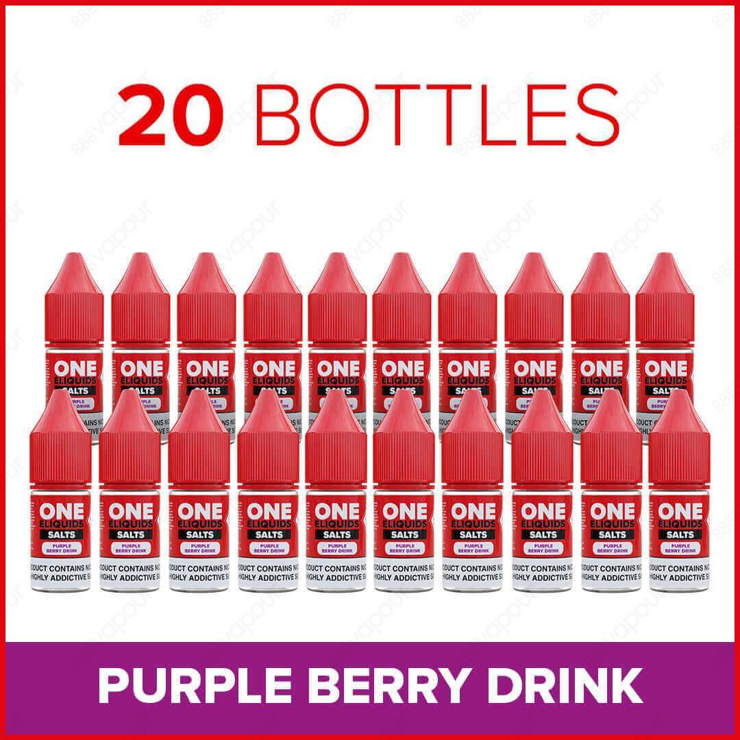 One ELiquids Purple Berry Drink Salt E-Liquid | £15.00 | 888 Vapour | One Eliquids Purple Berry Drink is a nic salt 10ml delivering a super-smooth throat hit with a powerful punch of flavour. This fizzy blend of mixed berries is ideal for starter kits and