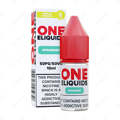 One ELiquids Spearmint E-Liquid | £1.00 | 888 Vapour | One Eliquids Spearmint is perfect for mint lovers who prefer a slightly sweeter aftertaste with less powerful menthol undertones. This classic mint blend is ideal for starter kits and pod systems than