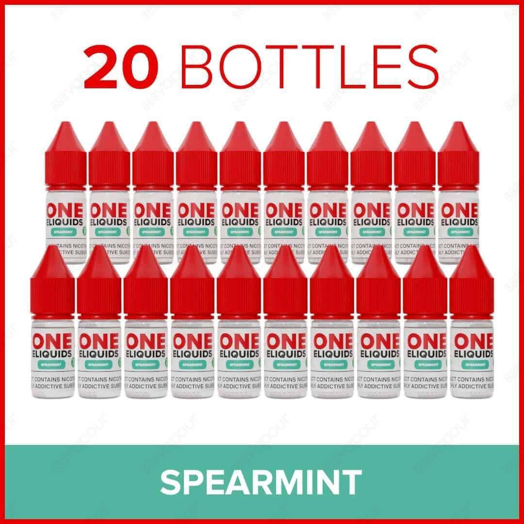 One ELiquids Spearmint E-Liquid | £15.00 | 888 Vapour | One Eliquids Spearmint is perfect for mint lovers who prefer a slightly sweeter aftertaste with less powerful menthol undertones. This classic mint blend is ideal for starter kits and pod systems tha