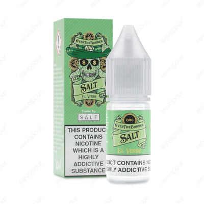 Over The Border El Verde Nicotine Salts | £3.49 | 888 Vapour | Meet El Verde, a combination of rich green apples with sharp notes of tangy kiwi. Finished with an added dash of watermelon and a cool blast of menthol, this enticing 10ml nicotine salt delive