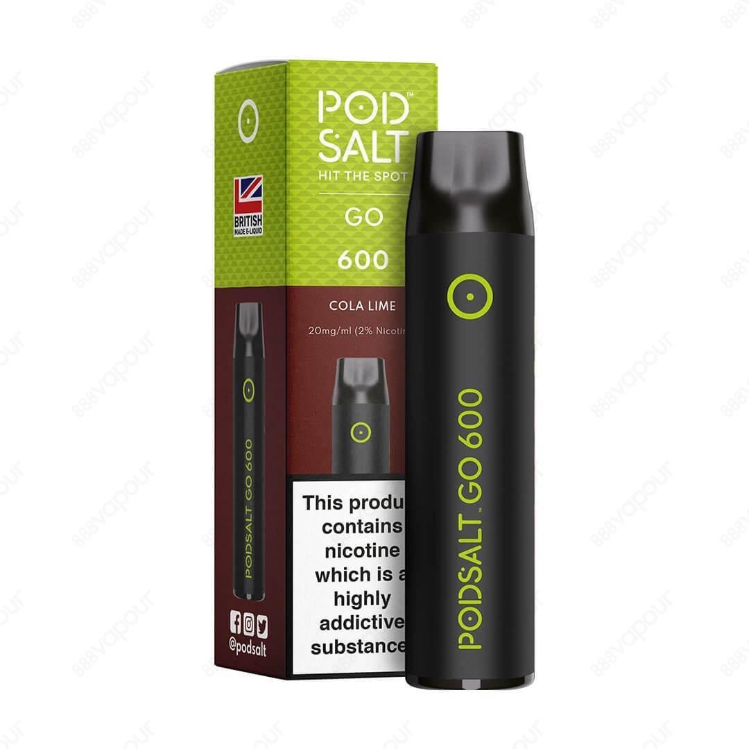 Pod Salt Go 600 Cola Lime Disposable Kit | £4.99 | 888 Vapour | The Pod Salt Go 600 disposable kit is a slim, stylish and pocket-friendly device filled with the award winning Pod Salt nicotine salts. Cola Lime is a take on the classic, fizzy cola flavour