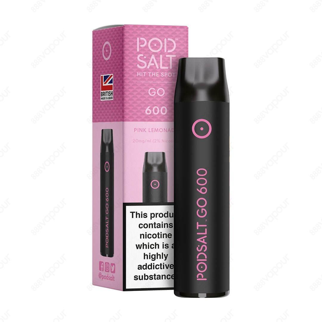 Pod Salt Go 600 Pink Lemonade Disposable Kit | £4.99 | 888 Vapour | The Pod Salt Go 600 disposable kit is a slim, stylish and pocket-friendly device filled with the award winning Pod Salt nicotine salts. Pink Lemonade is an infusion of juicy red berries a