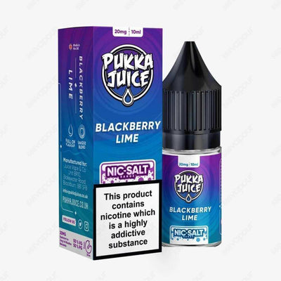 Pukka Juice Blackberry Lime Salt E-Liquid | £3.99 | 888 Vapour | Pukka Juice Blackberry Lime Salt E-Liquid features ripe blackberries paired together with a refreshing lime, mint and ice combo! Salt nicotine is made from the same nicotine found within the
