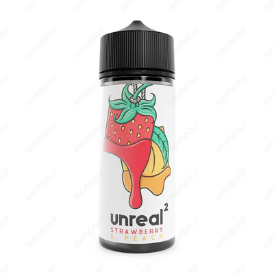 Unreal2 Strawberry & Peach Shortfill Vape E-Liquid | £14.99 | 888 Vapour | Strawberry & Peach from Unreal2 infuses sweet strawberry and juicy peach. Available in a 100ml shortfill, with space to add up to two nicotine shots, these delicious fruity blends